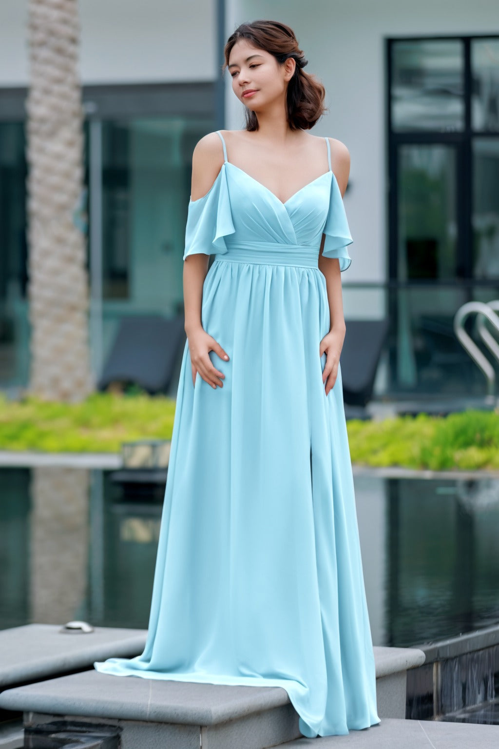 A-Line Floor Length Chiffon Bridesmaid Dress CB0710