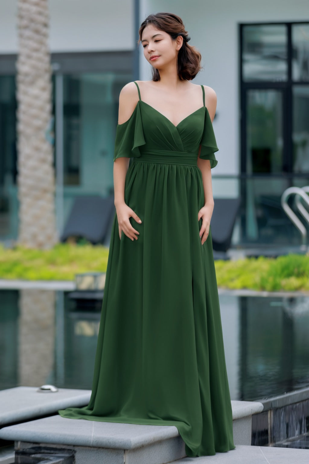 A-Line Floor Length Chiffon Bridesmaid Dress CB0710