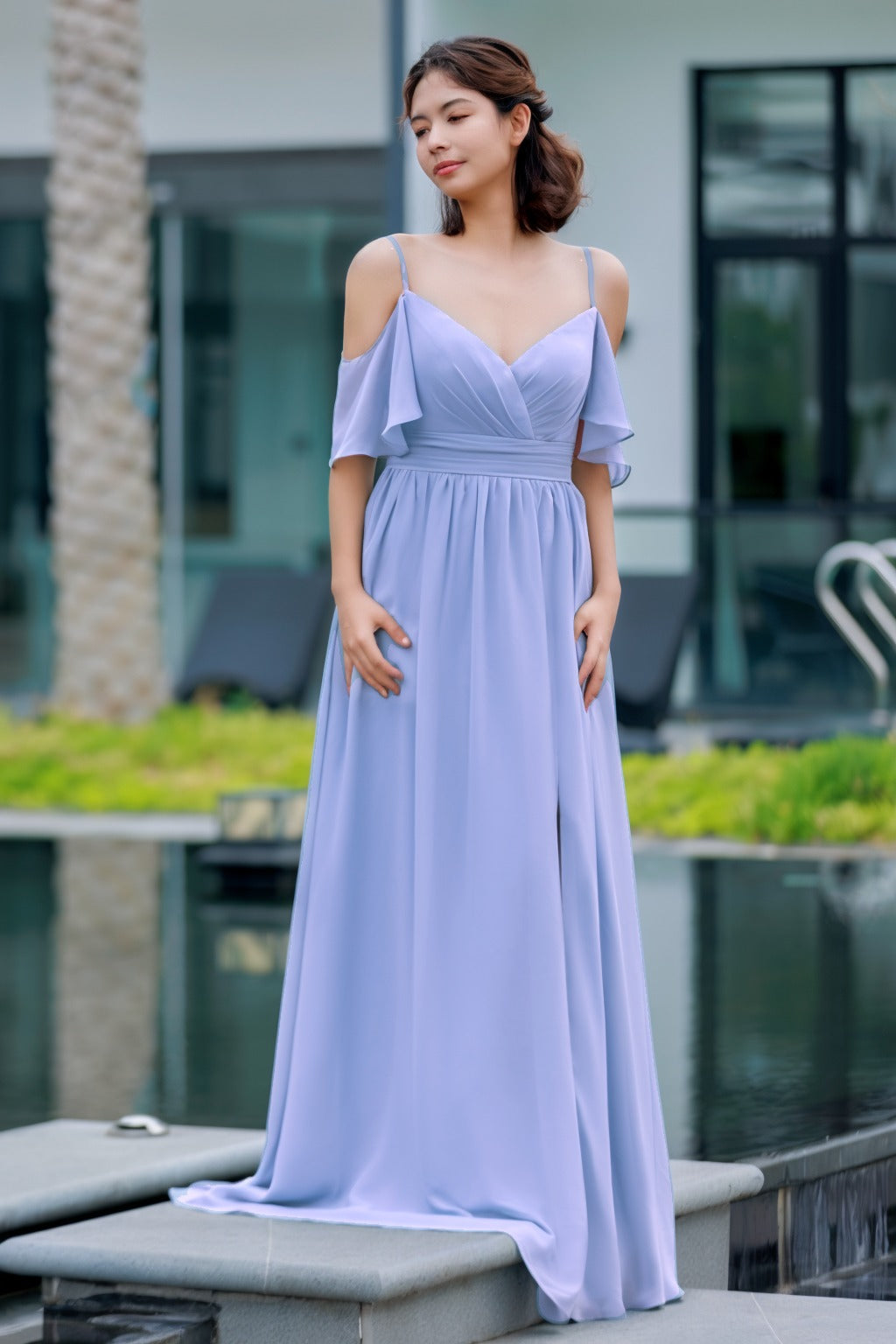 A-Line Floor Length Chiffon Bridesmaid Dress CB0710