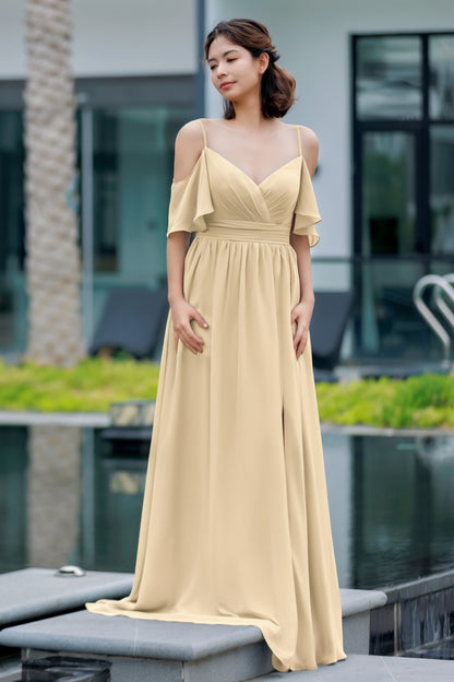 A-Line Floor Length Chiffon Bridesmaid Dress CB0710