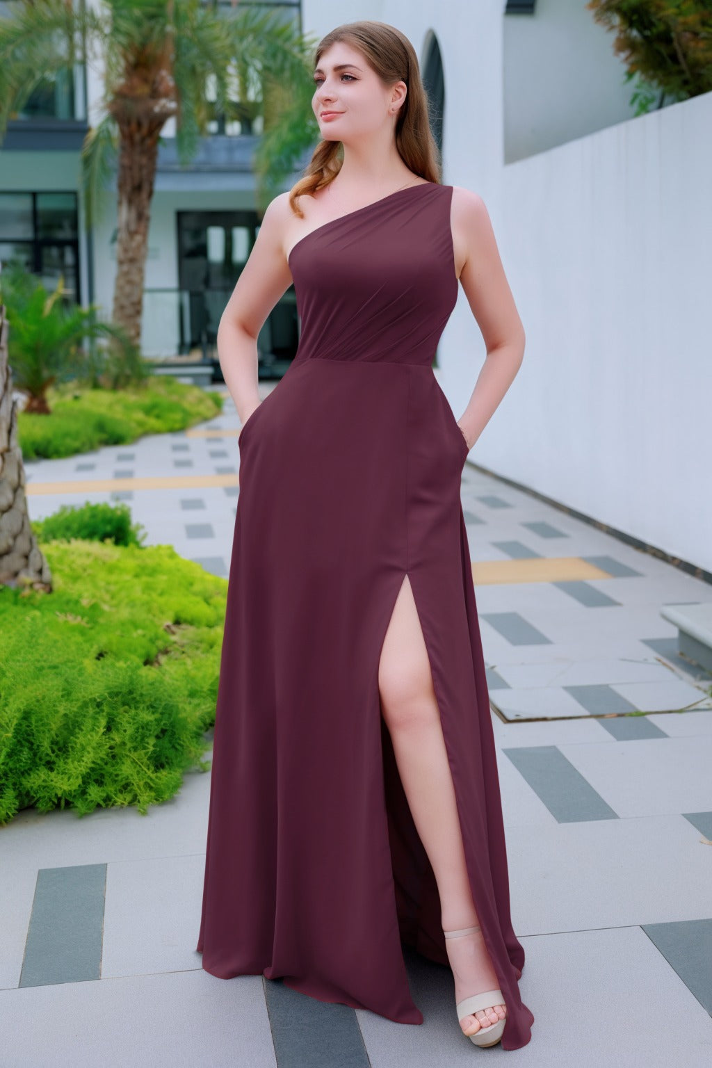 A-Line Floor Length Chiffon Bridesmaid Dress CB0715