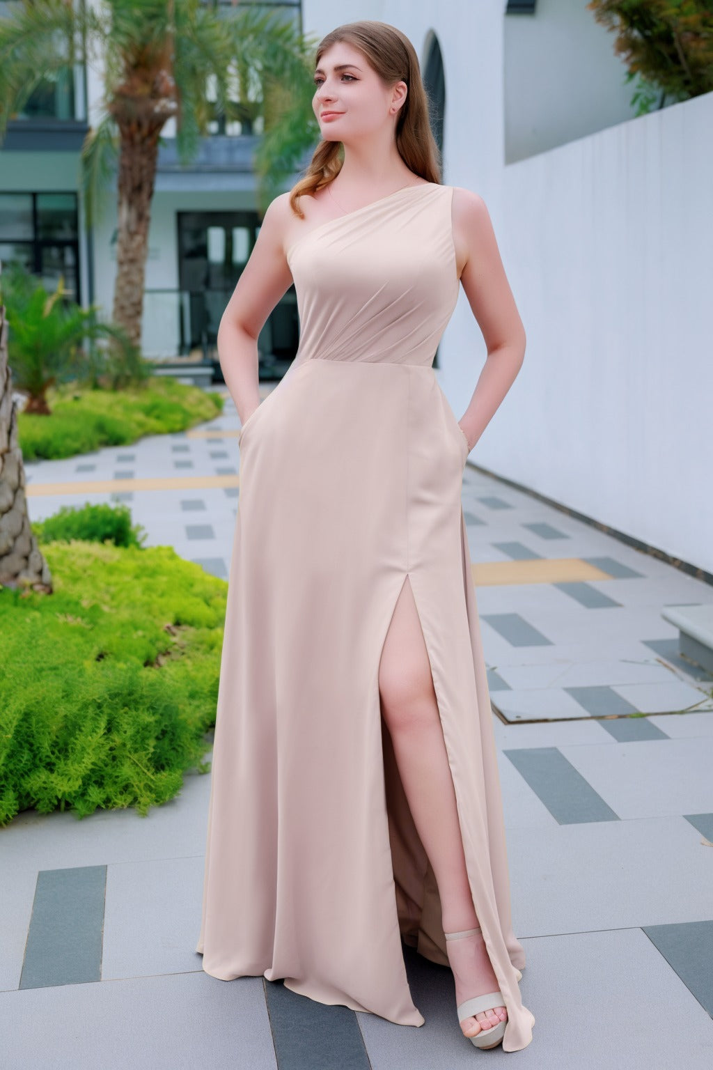 A-Line Floor Length Chiffon Bridesmaid Dress CB0715