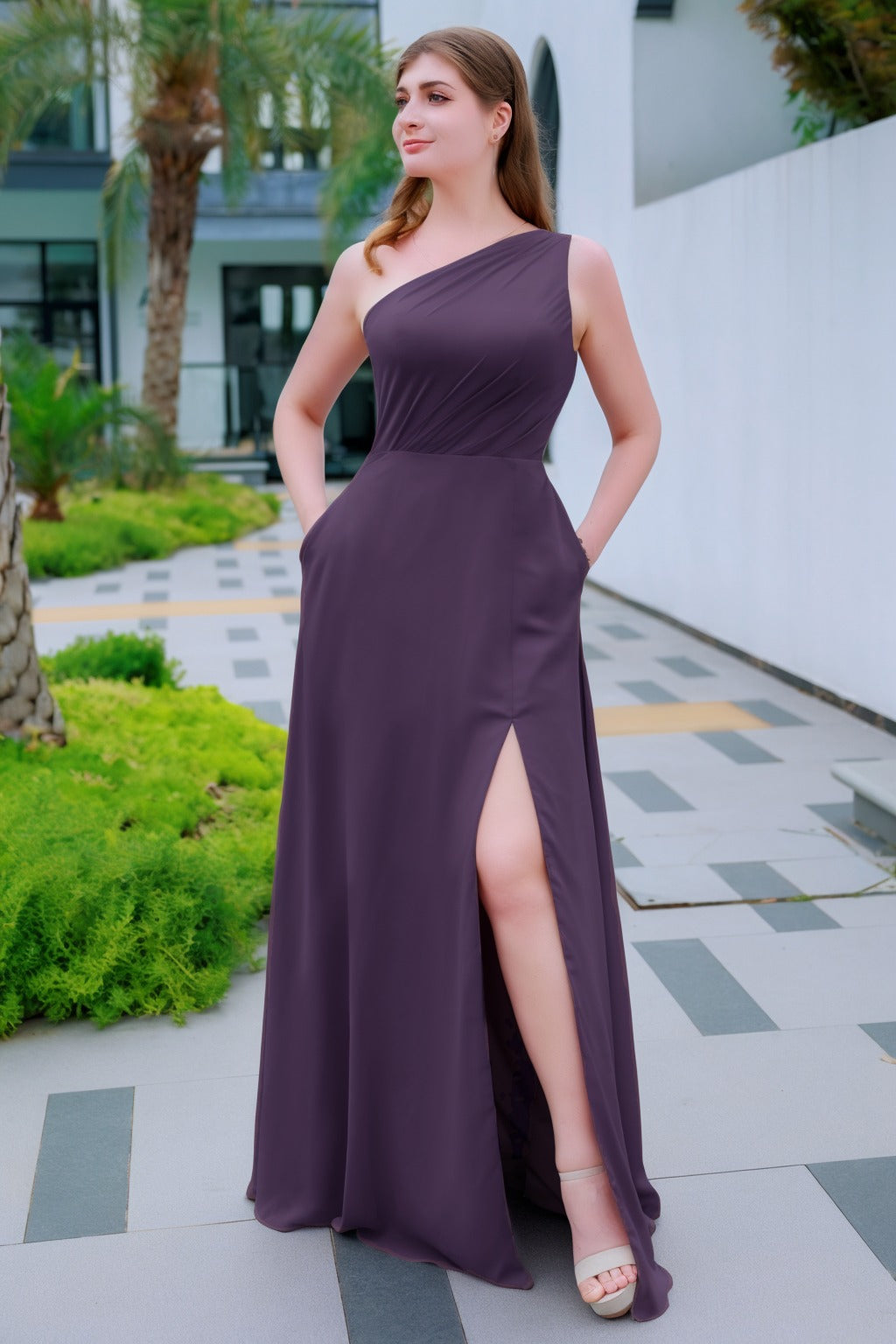 A-Line Floor Length Chiffon Bridesmaid Dress CB0715