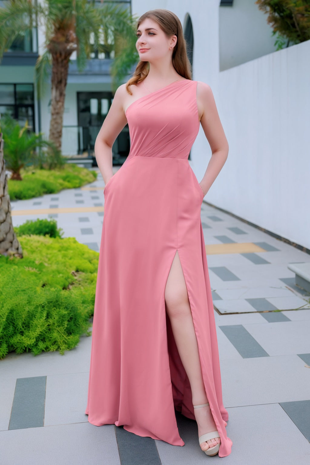 A-Line Floor Length Chiffon Bridesmaid Dress CB0715