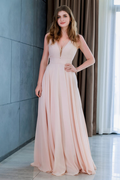 A-Line Floor Length Chiffon Bridesmaid Dress CB0716