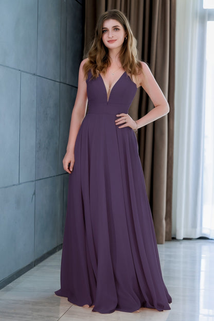 A-Line Floor Length Chiffon Bridesmaid Dress CB0716