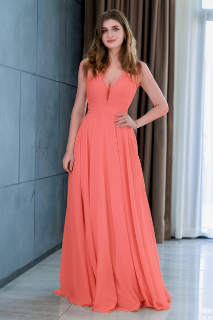 A-Line Floor Length Chiffon Bridesmaid Dress CB0716