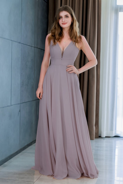 A-Line Floor Length Chiffon Bridesmaid Dress CB0716