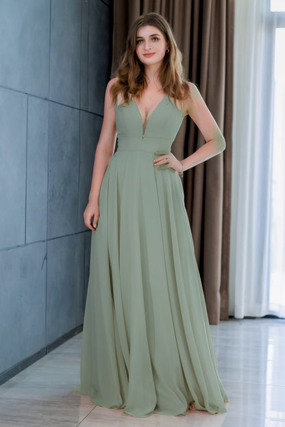 A-Line Floor Length Chiffon Bridesmaid Dress CB0716