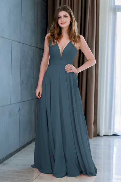 A-Line Floor Length Chiffon Bridesmaid Dress CB0716