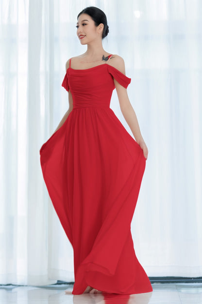 A-Line Floor Length Chiffon Bridesmaid Dress CB0717