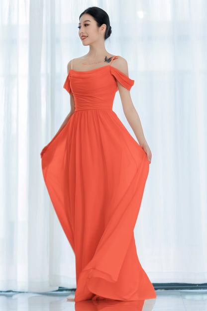 A-Line Floor Length Chiffon Bridesmaid Dress CB0717