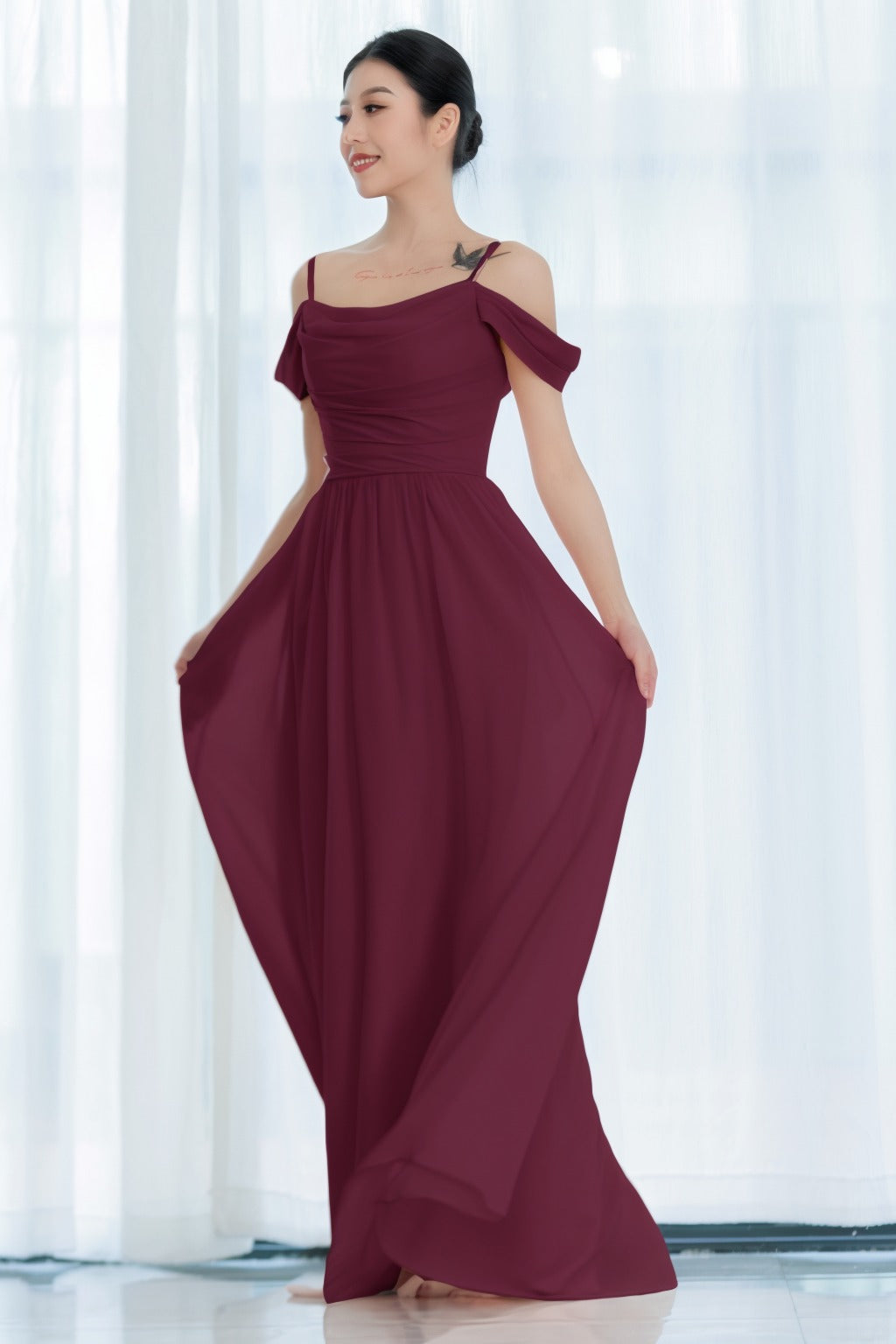 A-Line Floor Length Chiffon Bridesmaid Dress CB0717