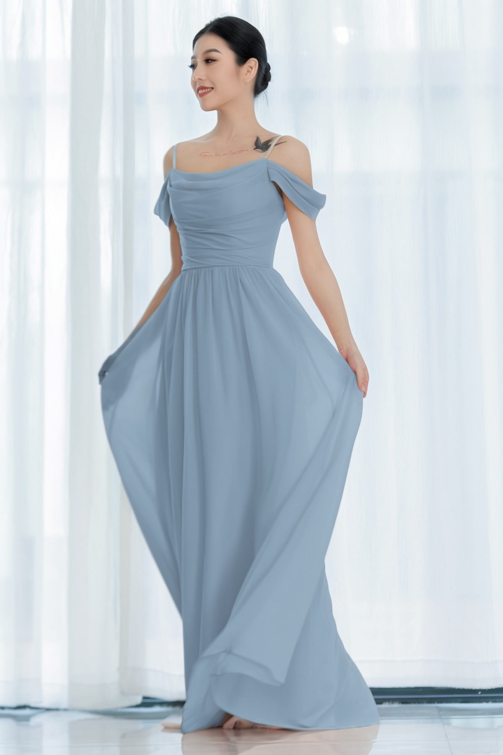 A-Line Floor Length Chiffon Bridesmaid Dress CB0717