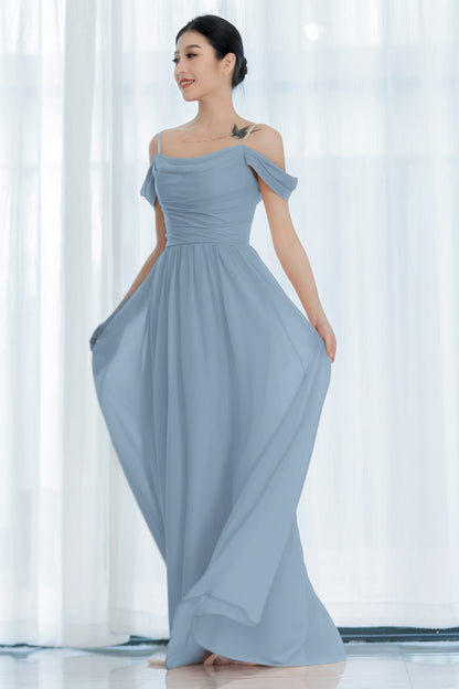 A-Line Floor Length Chiffon Bridesmaid Dress CB0717