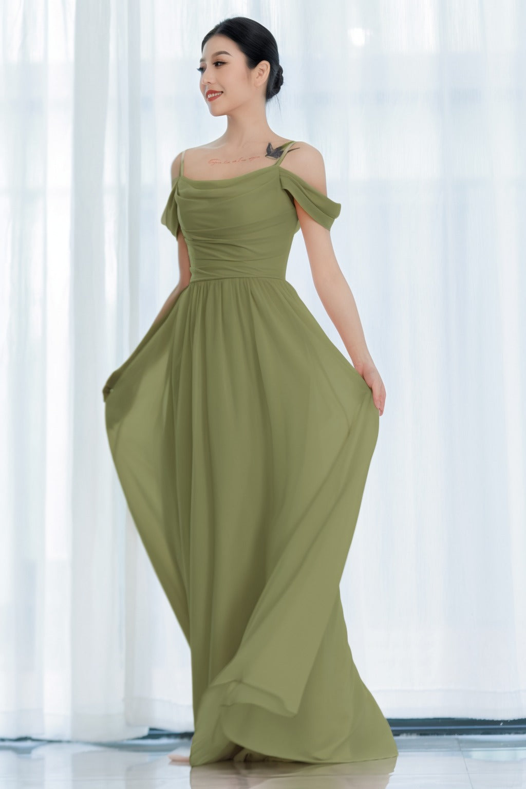 A-Line Floor Length Chiffon Bridesmaid Dress CB0717