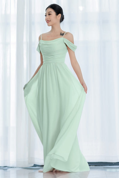 A-Line Floor Length Chiffon Bridesmaid Dress CB0717