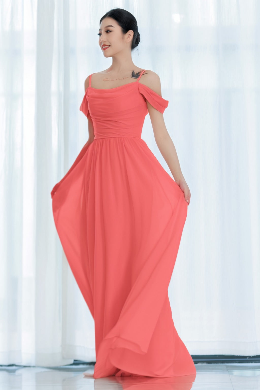 A-Line Floor Length Chiffon Bridesmaid Dress CB0717