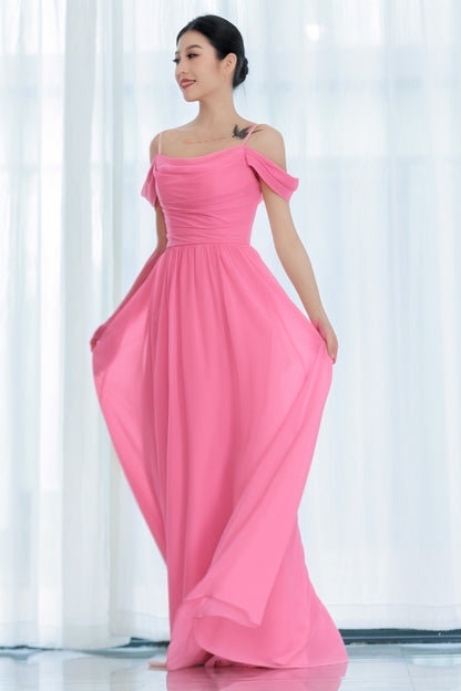 A-Line Floor Length Chiffon Bridesmaid Dress CB0717