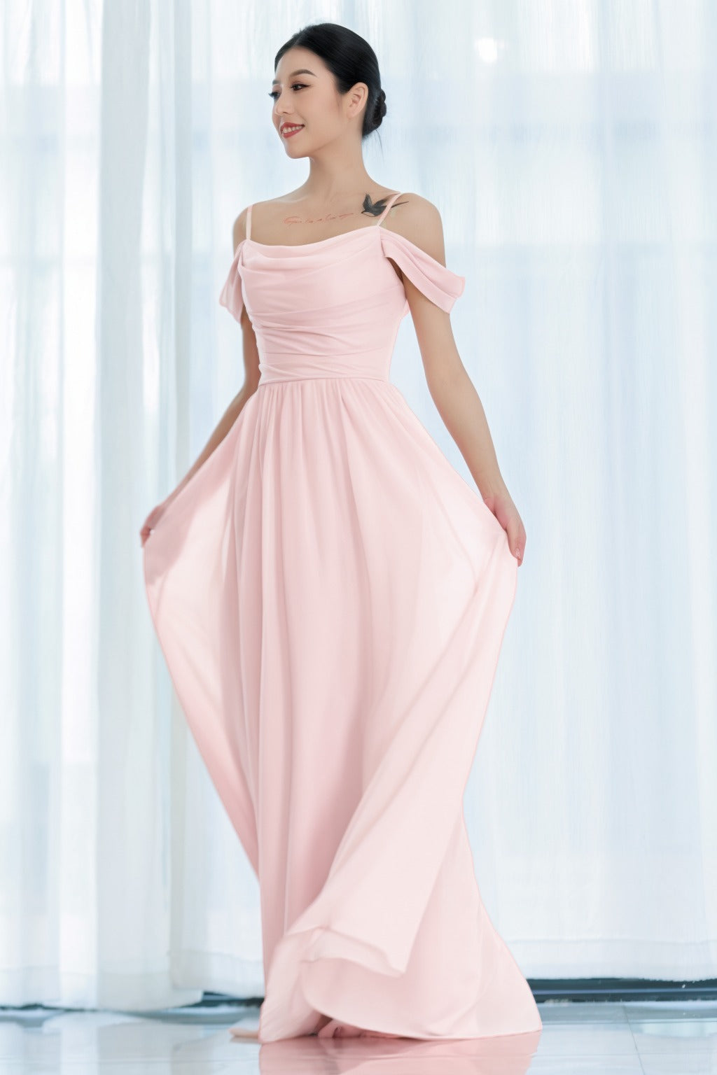 A-Line Floor Length Chiffon Bridesmaid Dress CB0717