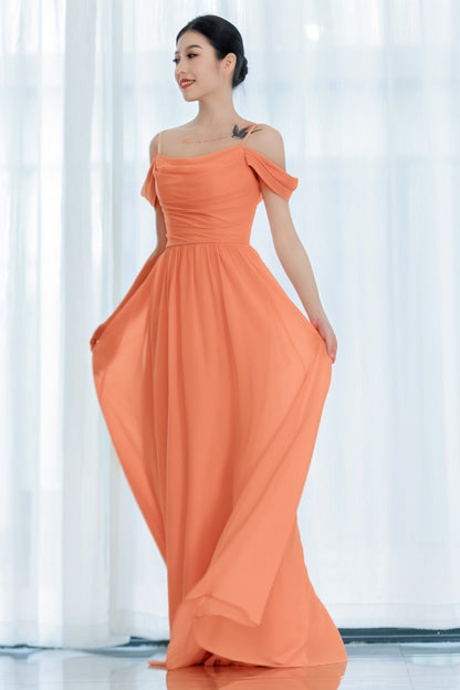 A-Line Floor Length Chiffon Bridesmaid Dress CB0717