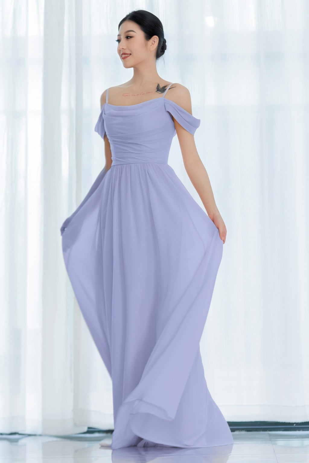 A-Line Floor Length Chiffon Bridesmaid Dress CB0717