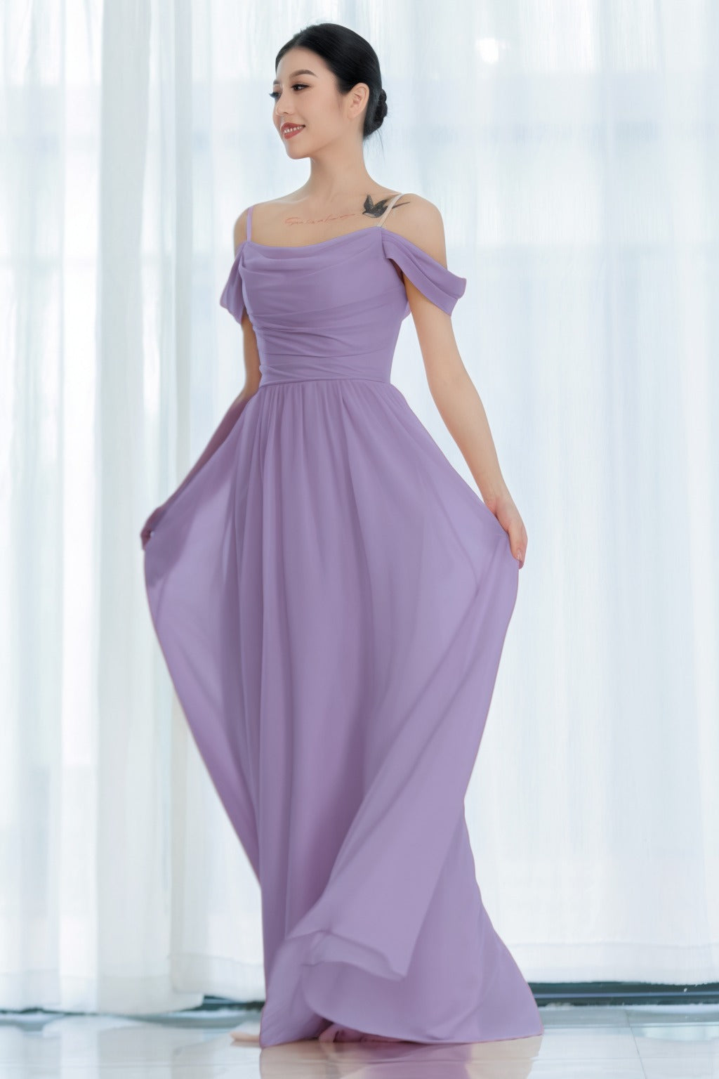 A-Line Floor Length Chiffon Bridesmaid Dress CB0717