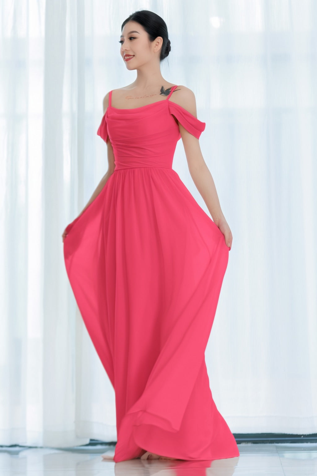 A-Line Floor Length Chiffon Bridesmaid Dress CB0717