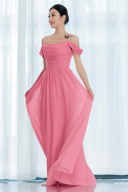 A-Line Floor Length Chiffon Bridesmaid Dress CB0717