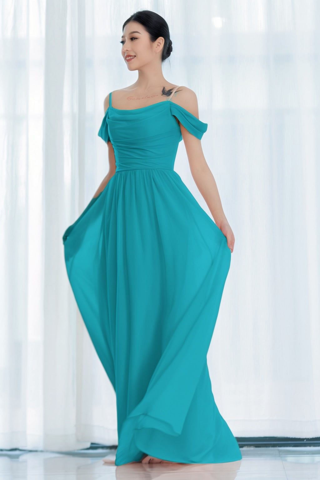 A-Line Floor Length Chiffon Bridesmaid Dress CB0717