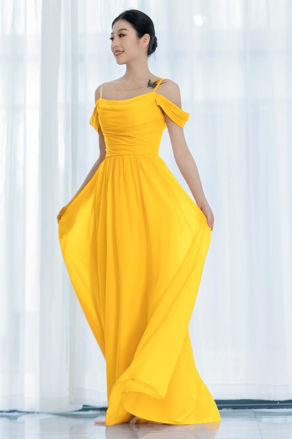 A-Line Floor Length Chiffon Bridesmaid Dress CB0717