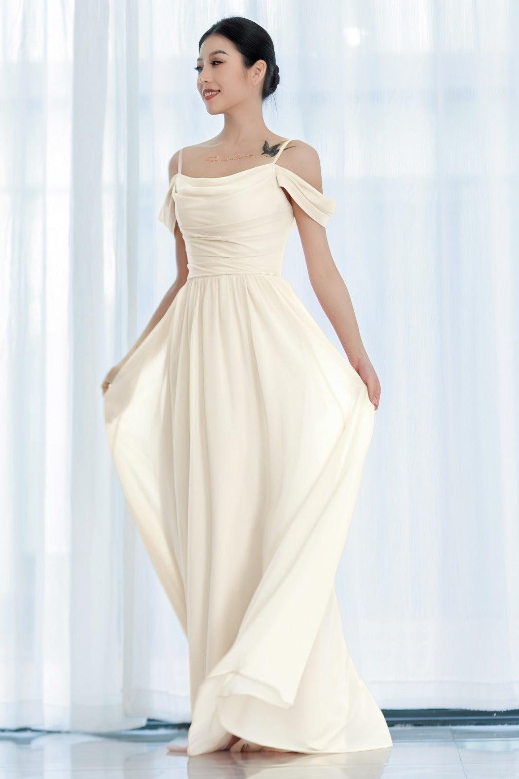 A-Line Floor Length Chiffon Bridesmaid Dress CB0717