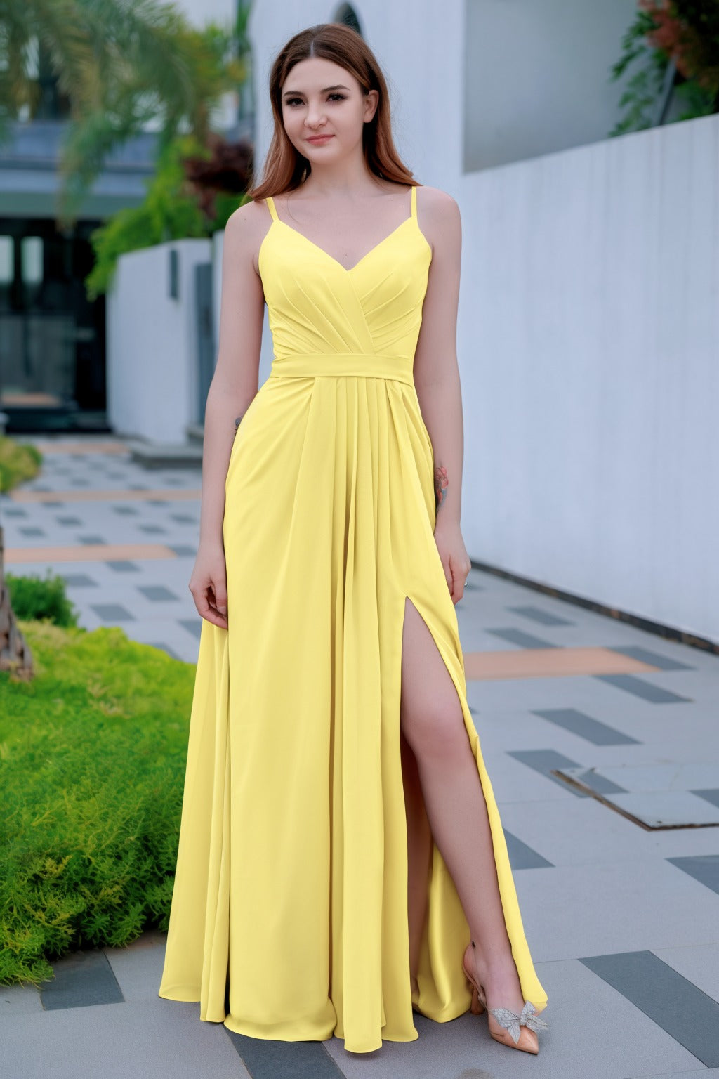 A-Line Floor Length Chiffon Bridesmaid Dress CB0718