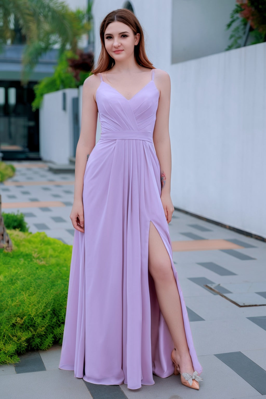 A-Line Floor Length Chiffon Bridesmaid Dress CB0718