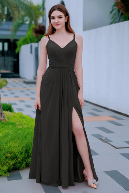 A-Line Floor Length Chiffon Bridesmaid Dress CB0718