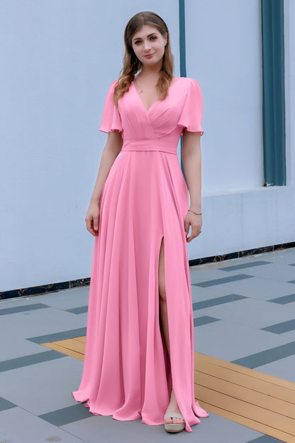 A-Line Floor Length Chiffon Bridesmaid Dress CB0719