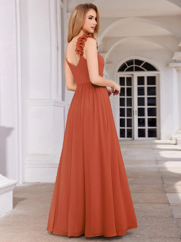 A-Line Floor Length Chiffon Bridesmaid Dress CB0722