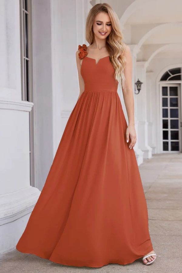 A-Line Floor Length Chiffon Bridesmaid Dress CB0722