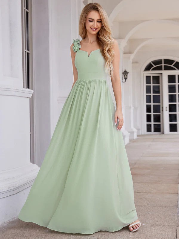 A-Line Floor Length Chiffon Bridesmaid Dress CB0722