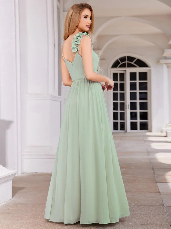 A-Line Floor Length Chiffon Bridesmaid Dress CB0722