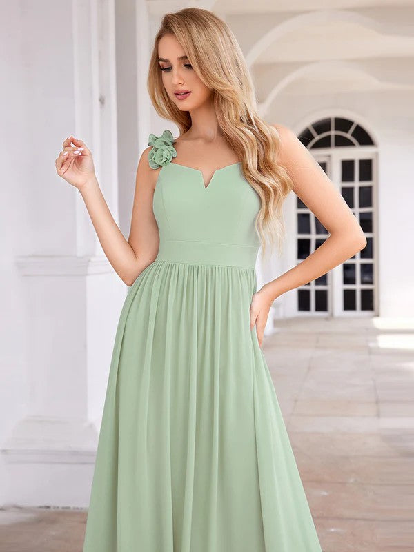 A-Line Floor Length Chiffon Bridesmaid Dress CB0722