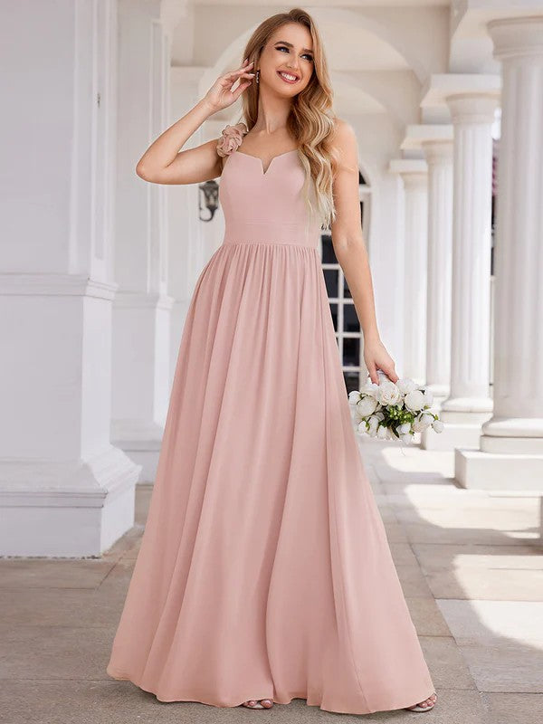 A-Line Floor Length Chiffon Bridesmaid Dress CB0722