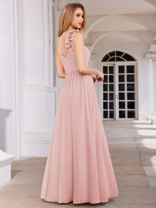 A-Line Floor Length Chiffon Bridesmaid Dress CB0722