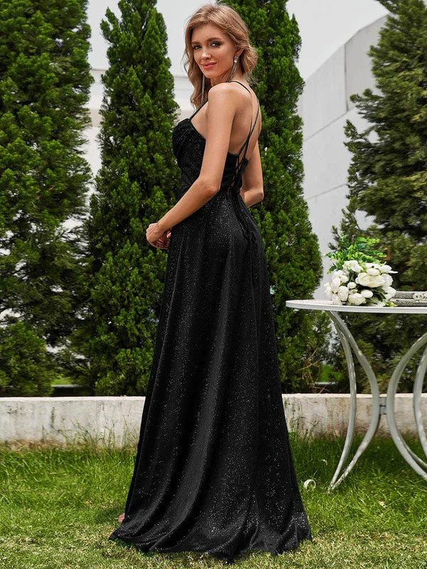 A-Line Floor Length Sequined Bridesmaid Dress CB0724