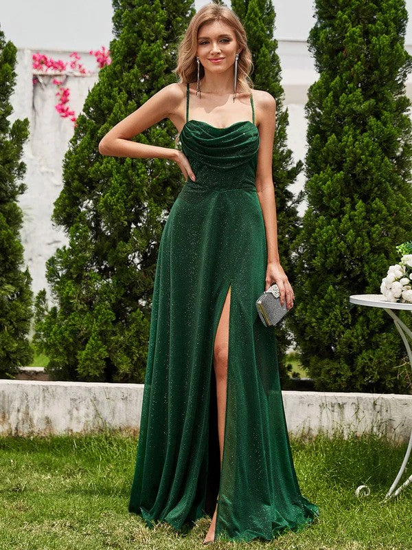 A-Line Floor Length Sequined Bridesmaid Dress CB0724