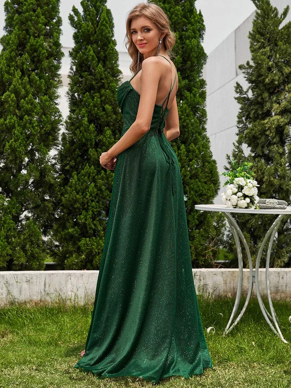 A-Line Floor Length Sequined Bridesmaid Dress CB0724