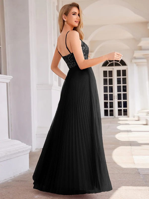 A-Line Floor Length Glitter Bridesmaid Dress CB0726