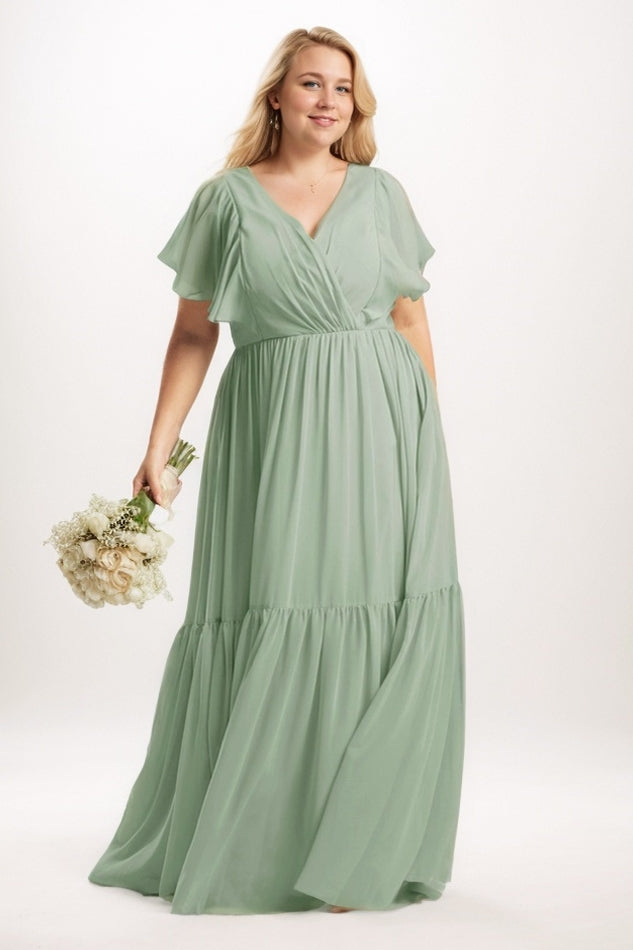 A-Line Maxi Chiffon Bridesmaid Dress CB0731