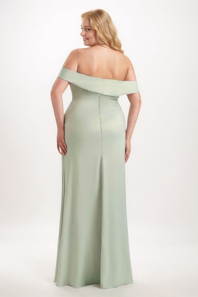 Sheath-Column Maxi Satin Bridesmaid Dress CB0736