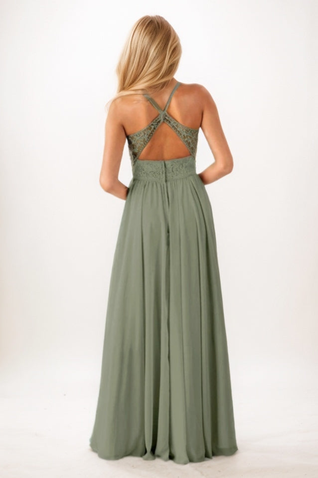 A-Line Maxi Chiffon Bridesmaid Dress CB0740